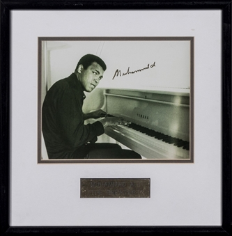 Muhammad Ali Autographed 15 x 15 Framed Photograph of Ali Playing Piano (Beckett)